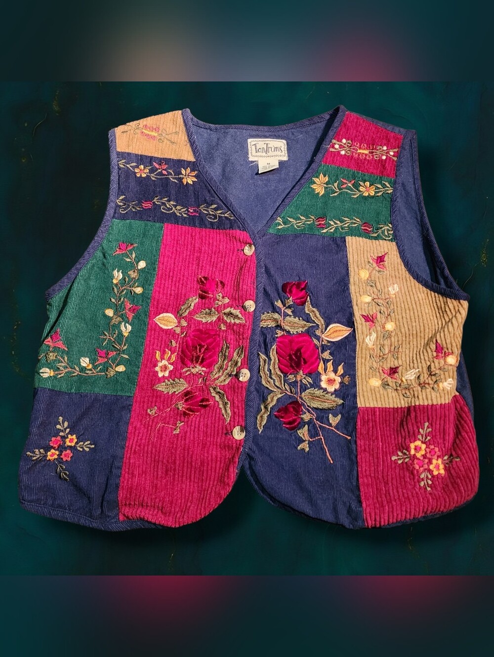 Vintage Tantrums Cord Floral Vest